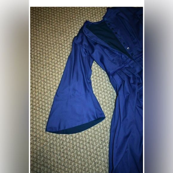 Ladies Civil War Reenacting Cotton Day Dress Handmade Blue Bell Sleeve Large - Picture 2 of 6